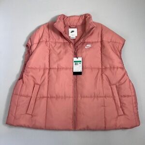 Nike Puffer Vest Womens XL Pink Therma-Fit Oversized Quilted Gorpcore Streetwear